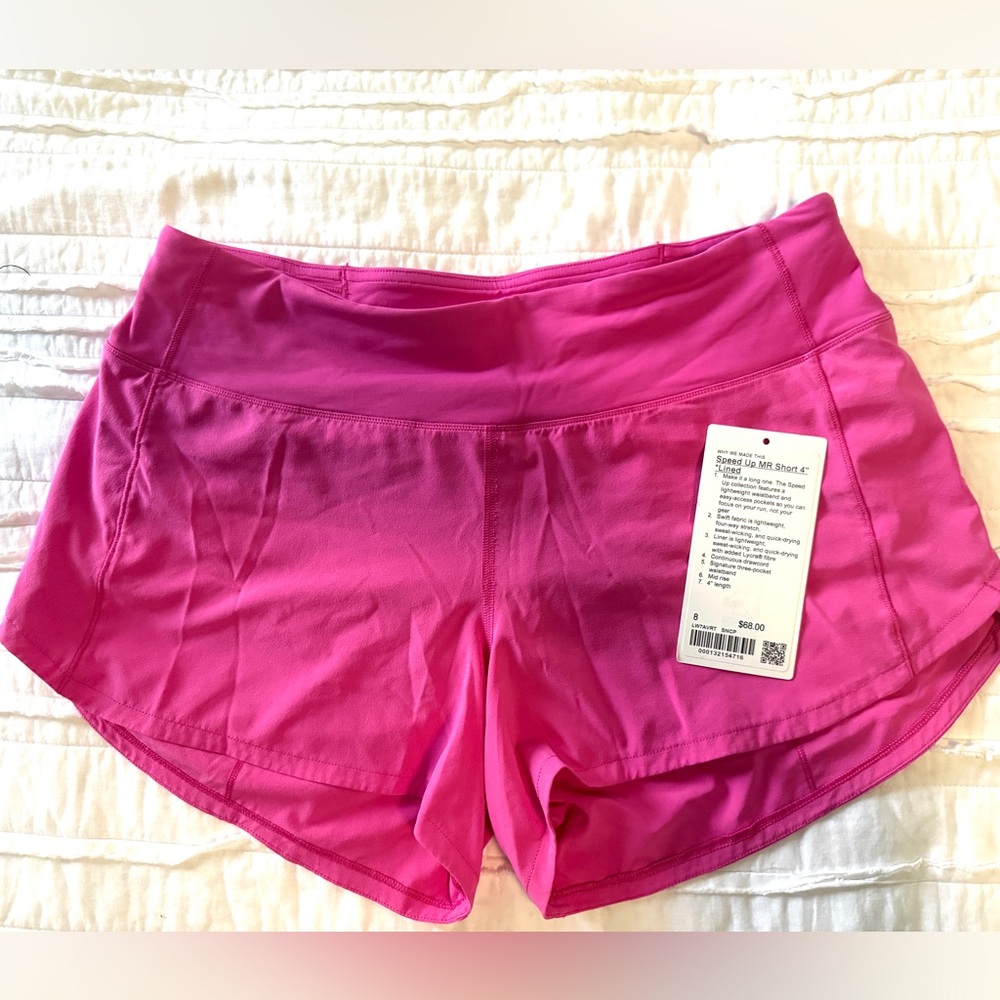 Lululemon Speed Up MR shorts size 8 Sonic Pink EUC - matching tank also listed